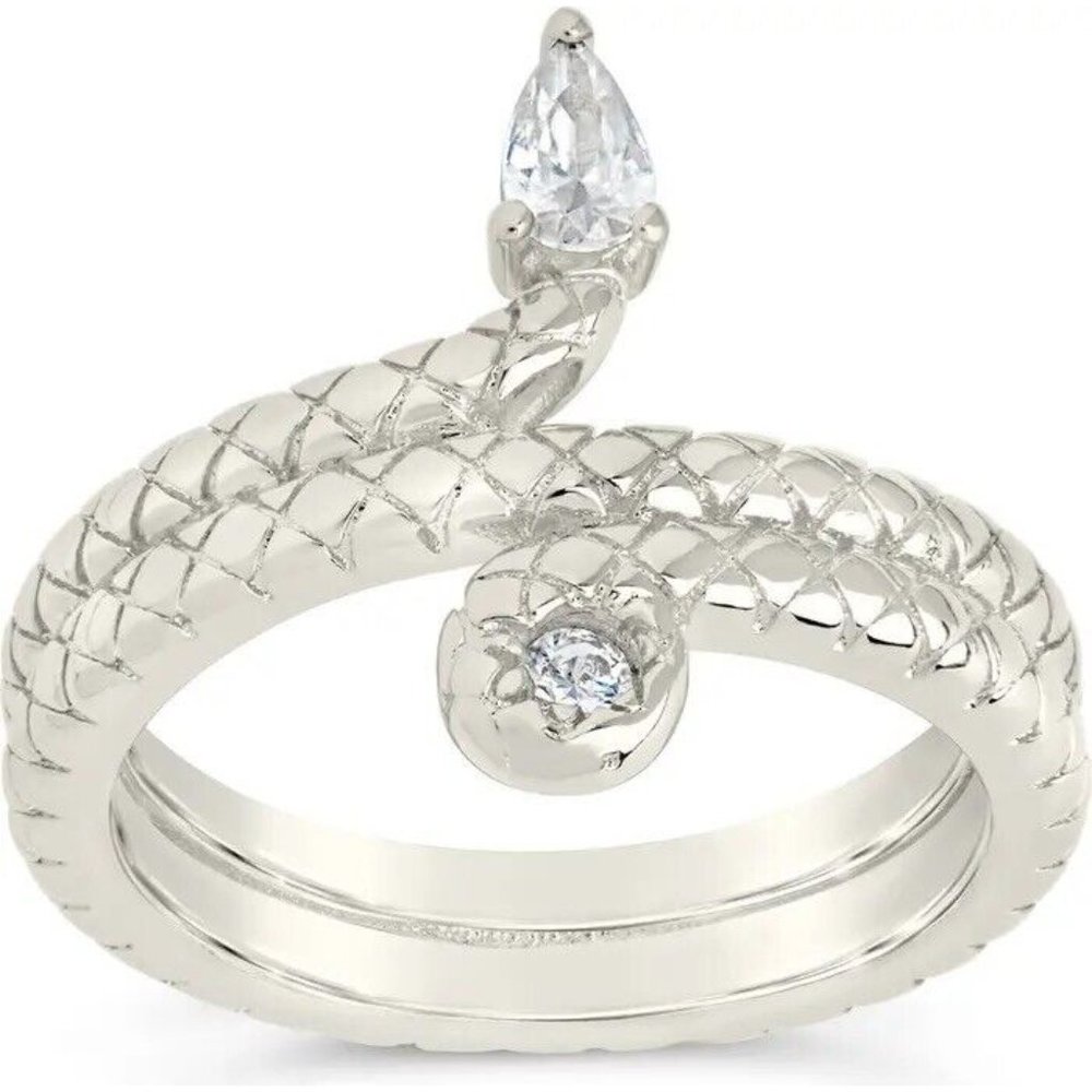 14k plated ring silver Size 7 Brass/cubic Zirconia Snake - Picture 3 of 5